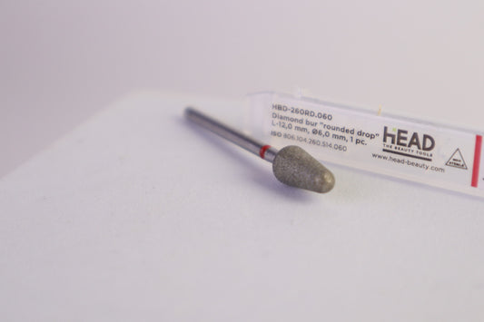 Head Diamond bur “rounded drop” .060 roja